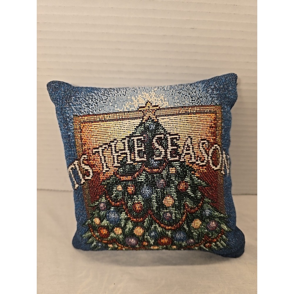 Tis The Season Small Decorative Christmas Pillow 7" x 7"